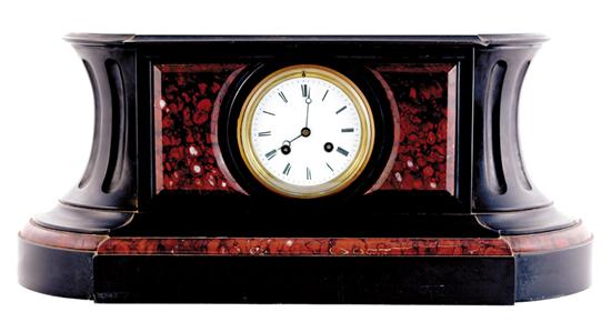 Appraisal: French marble mantel clock Japy Freres circa astragal-shaped black marble