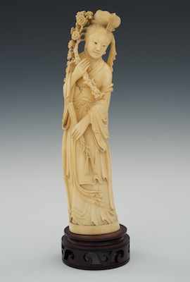 Appraisal: A Carved Ivory Quan Yin Standing apprx H the carved