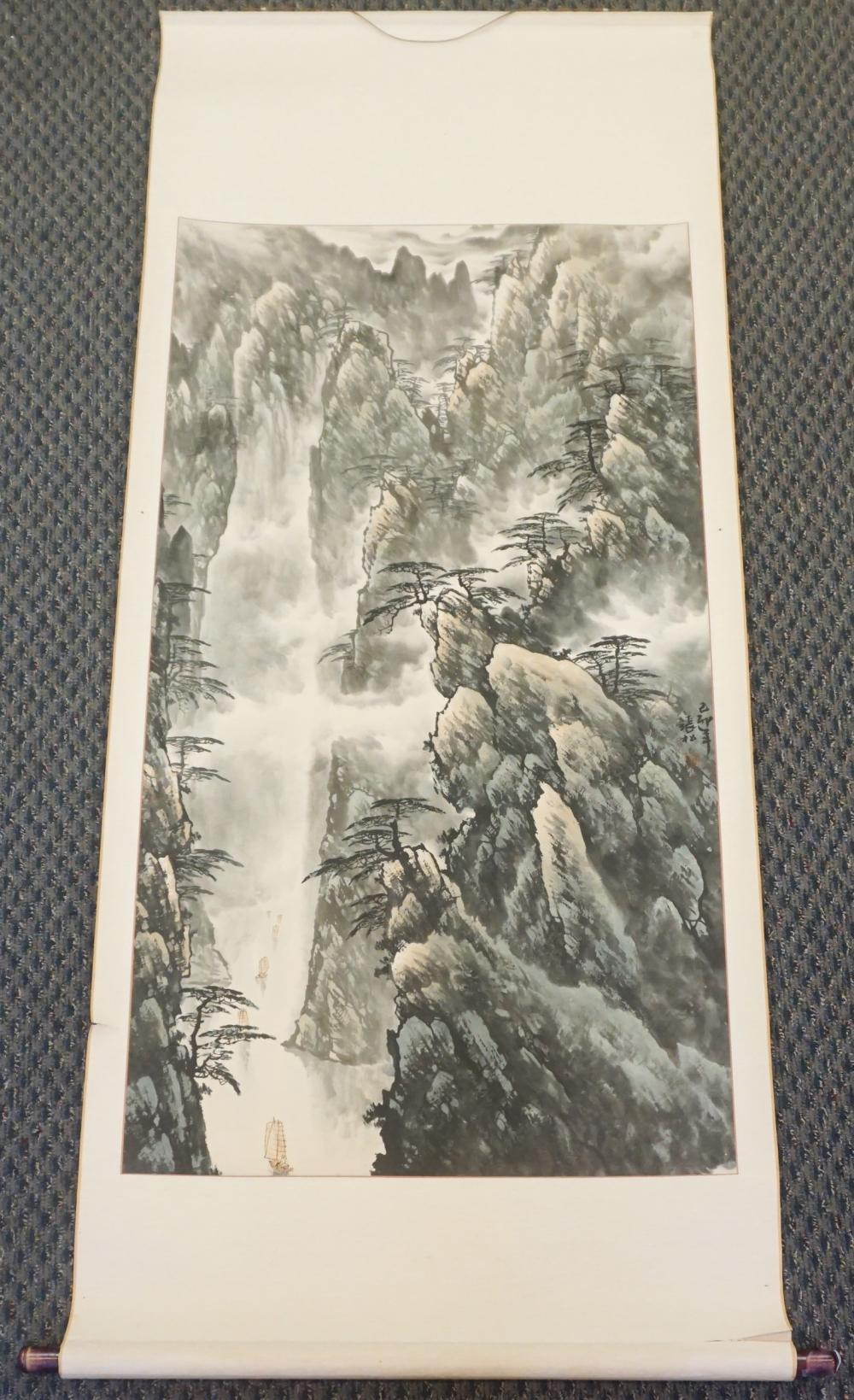 Appraisal: Chinese Hanging Scroll Mountain Landscape Watercolor on Paper Image x