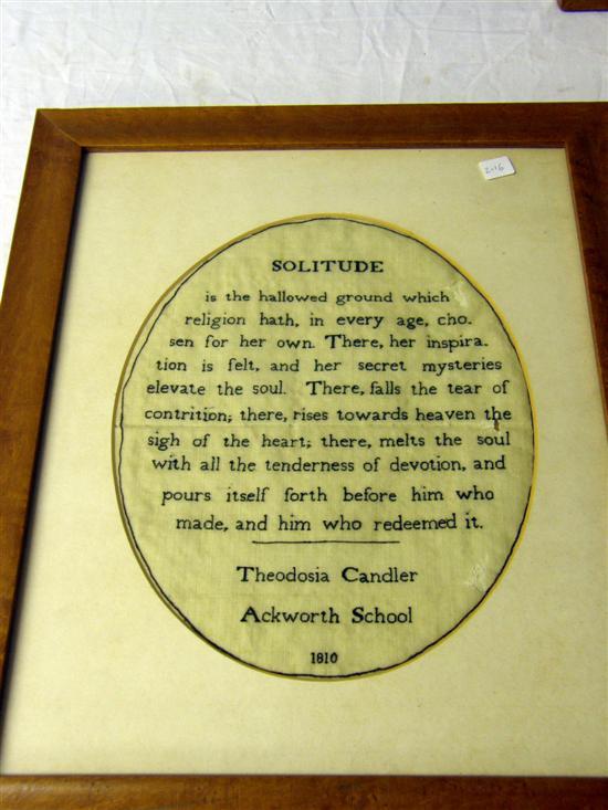 Appraisal: Two early th Century Quaker samplers worked by two sisters