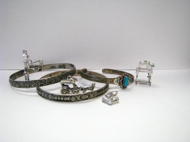 Appraisal: Collection of sterling silver jewelry including two engraved child's bangle