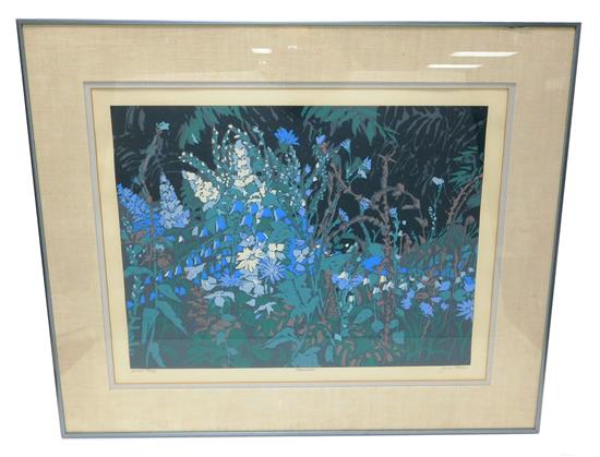 Appraisal: June Owen American th C lithograph Blue Bells landscape depicting