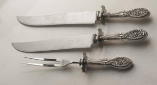 Appraisal: Sterling Silver Pc Swedish Carving Set Sterling Handles OT Gross