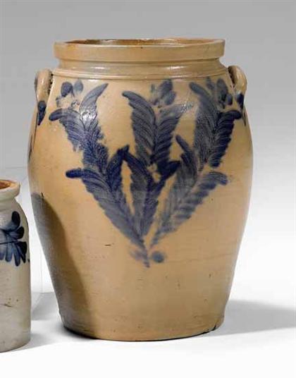 Appraisal: Cobalt decorated stoneware crock possibly richard charles remmy philadelphia -