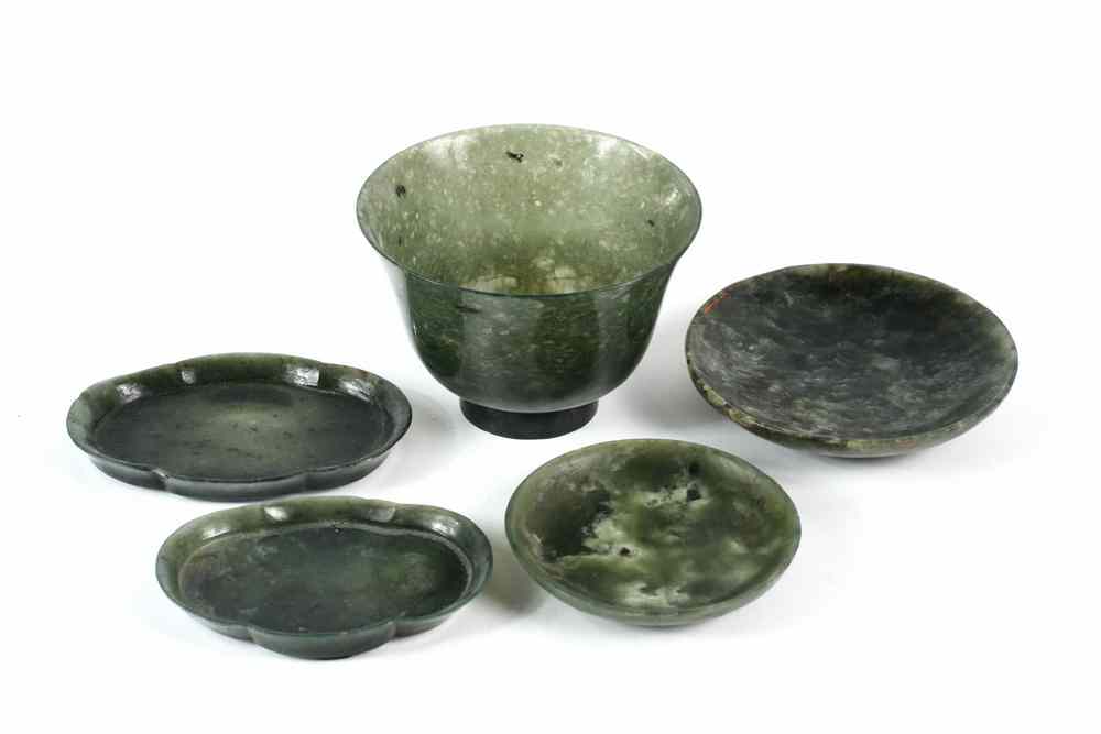 Appraisal: JADE LOT - piece lot of spinach green jade includes