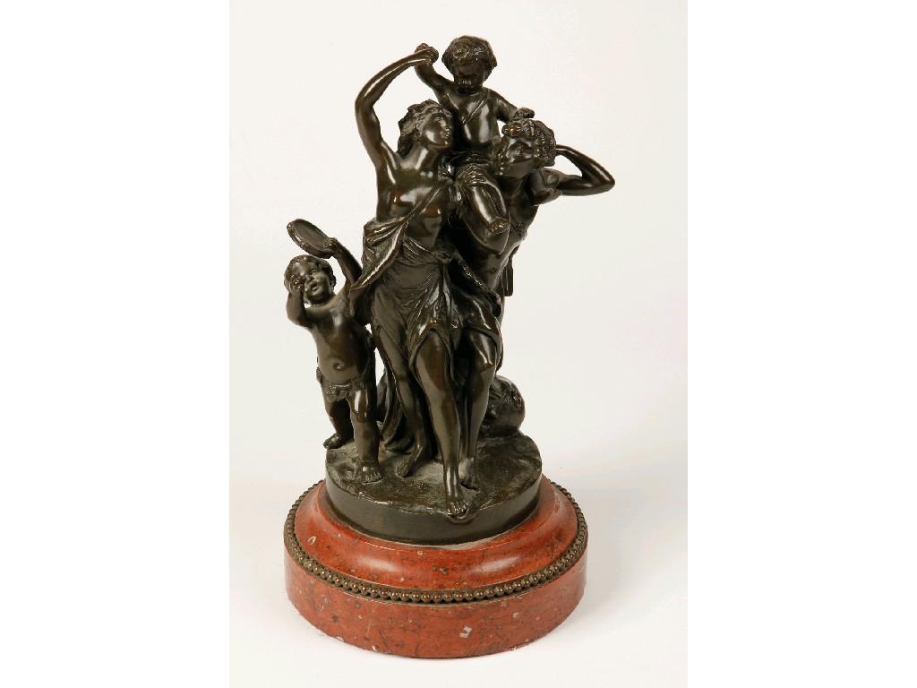 Appraisal: AFTER CLODION BACCHANTENN A CAST BRONZE of two loosely draped