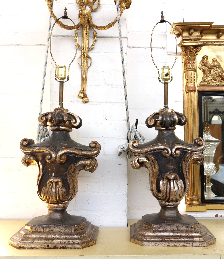 Appraisal: A collection of lighting comprising a pair of parcel gilt