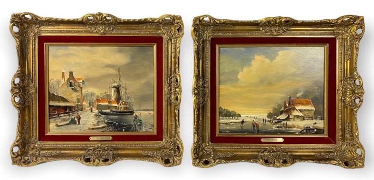 Appraisal: Rudolf Hendrik Oldeman Oil Paintings On Board DUTCH - Frames