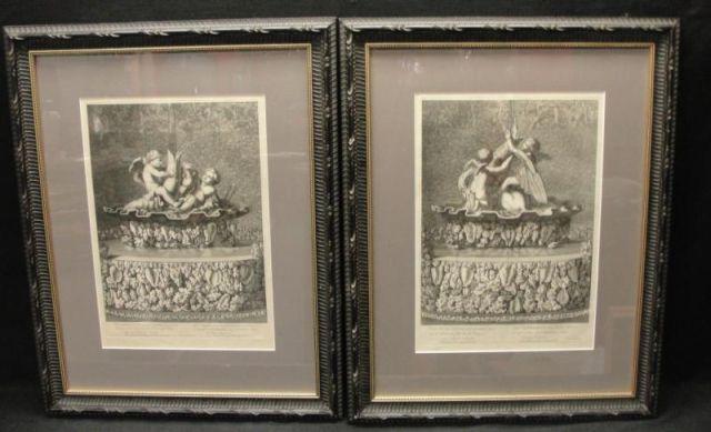 Appraisal: Le POTRE Jean Pair of Engravings Study of a Fountain