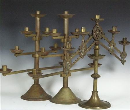 Appraisal: GOTHIC REVIVAL PAIR OF TABLE CANDLEABRA CIRCA brass each with