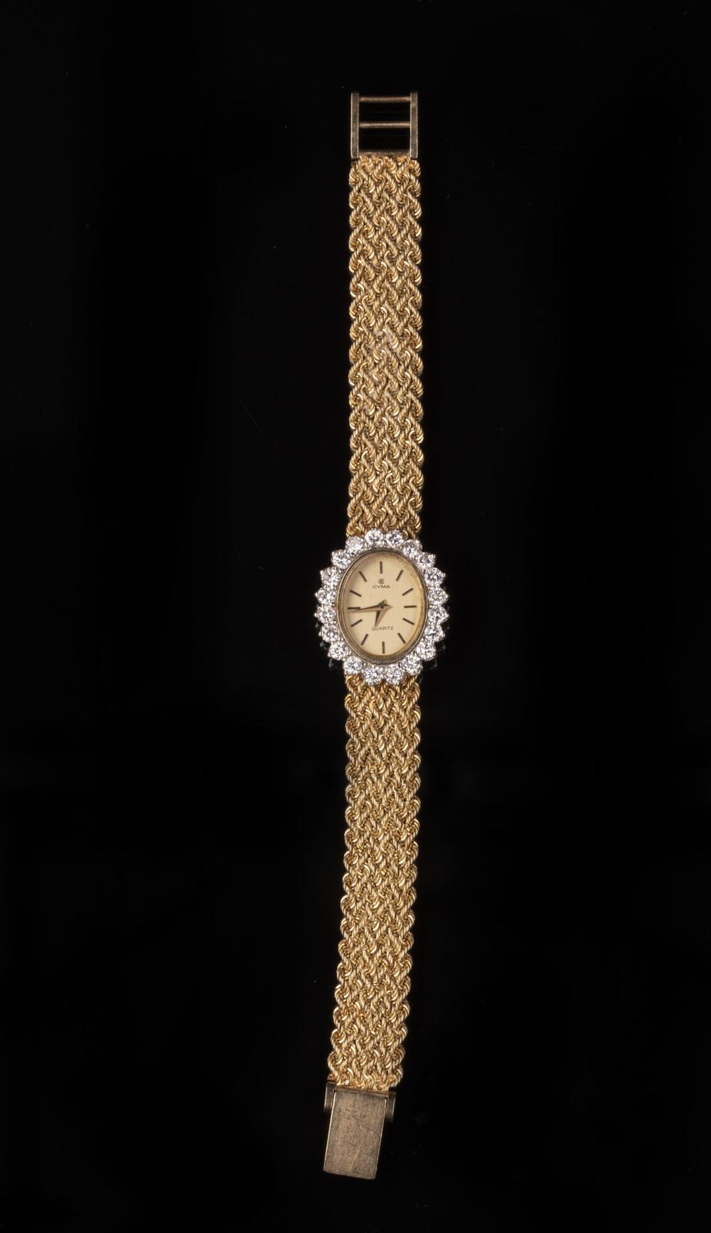 Appraisal: Ladies kt Yellow Gold and Diamond Cyma Wristwatch quartz movement