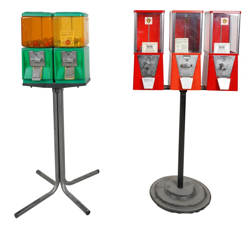 Appraisal: TWO COIN-OPERATED CANDY DISPENSER MACHINESeach metal and plastic the first