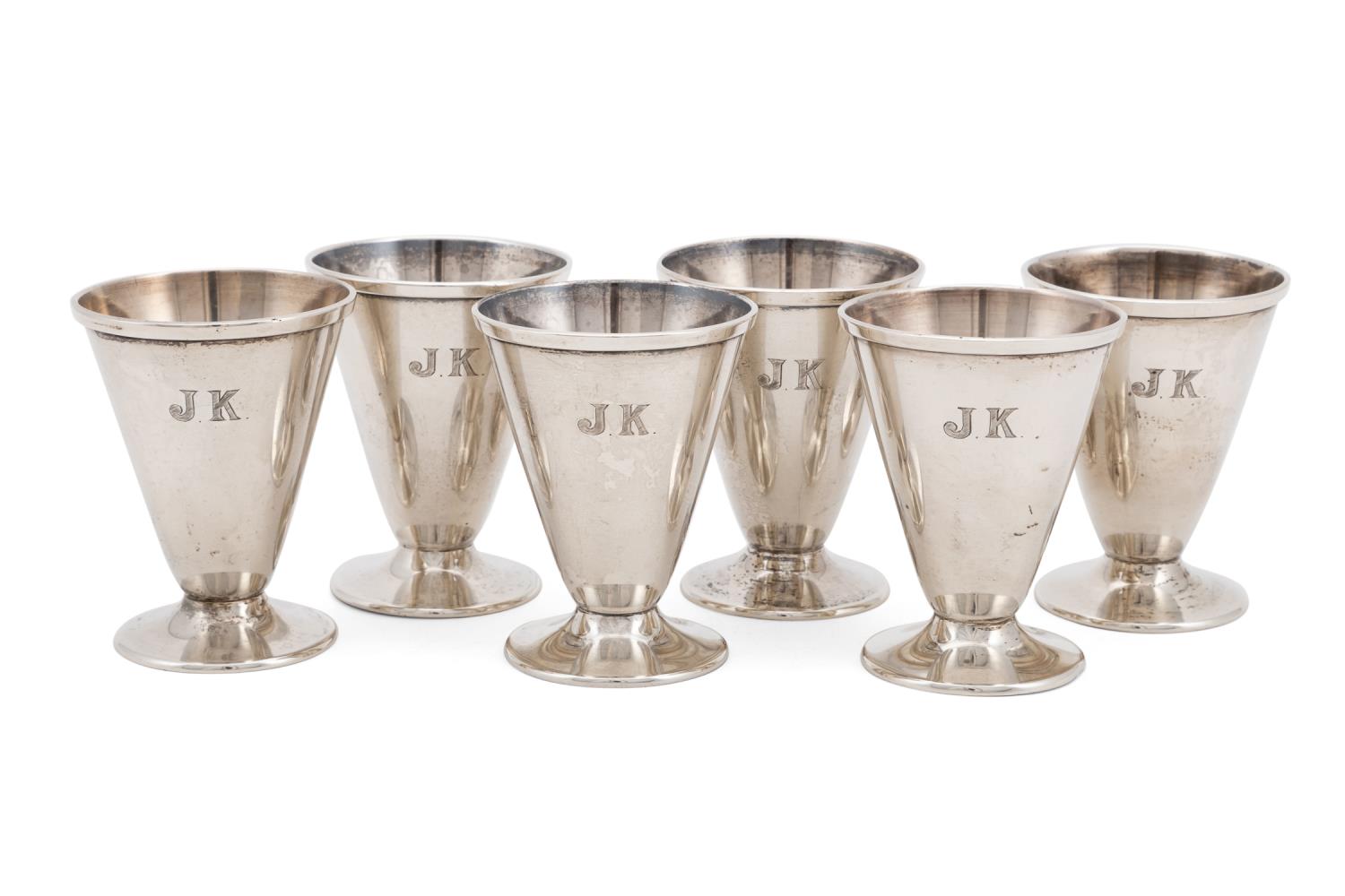 Appraisal: SET OF SIX ARISTON STERLING SILVER SHERRY GLASSES Set of