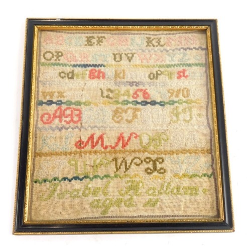 Appraisal: A Victorian alphabetic and numeric sampler by Isabel Hallam aged