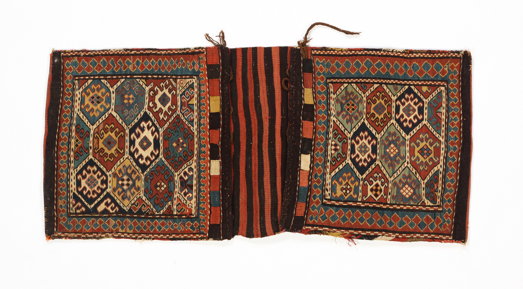 Appraisal: CAUCASIAN KAZAK DOUBLE BAG Late th century Flat weave with