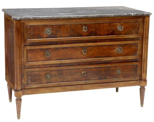 Appraisal: French Louis XVI style marble-top mahogany commode early th c