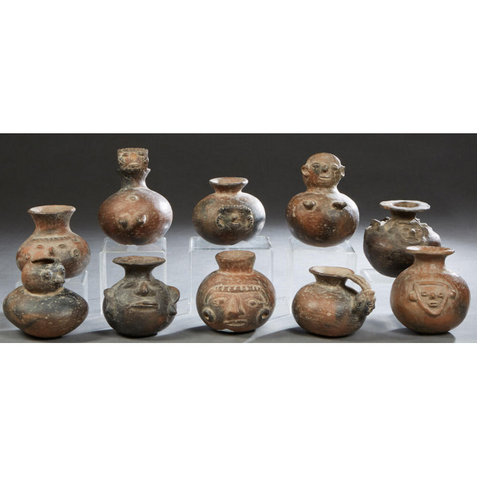 Appraisal: Group of Ten Pre-Columbian Style Pottery Vessels th c nine