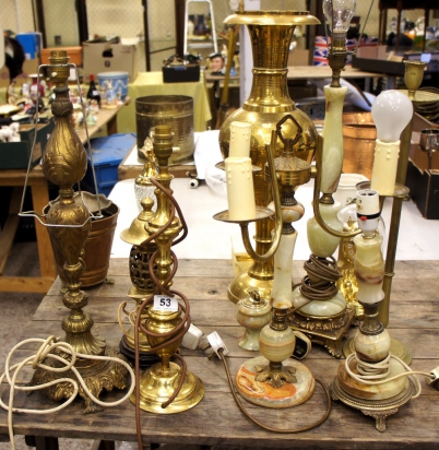 Appraisal: A large collection of Brass and Onyx table lights vases