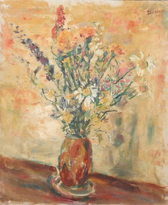 Appraisal: DORIAN French th century FLORAL STILL LIFE oil on canvas