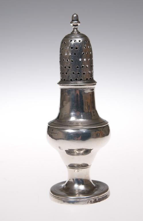 Appraisal: GEORGE IV SILVER SUGAR CASTER HESTER BATEMAN LONDON of baluster