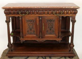 Appraisal: French Renaissance marble top server French late th century Renaissance