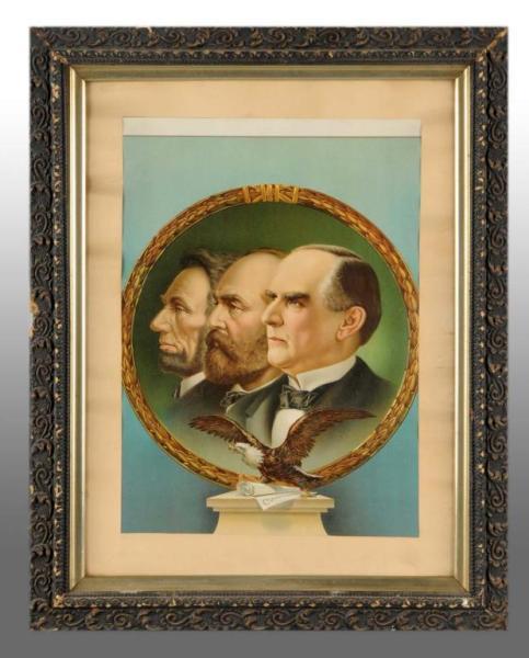 Appraisal: Paper Litho Poster Featuring Presidents Description s Framed under glass