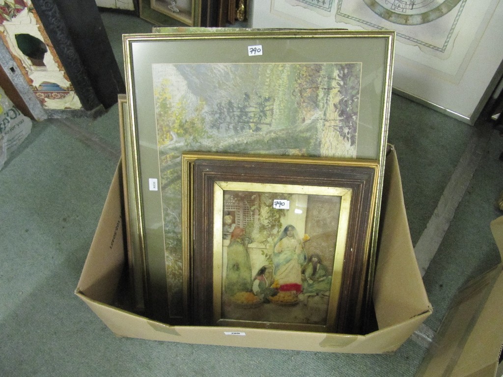 Appraisal: Box of assorted oils watercolours and pictures