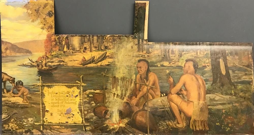 Appraisal: John R Peirce Oil on Canvas Mural Lenni Lenape John