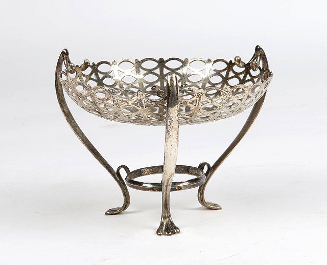 Appraisal: A SILVER SWEET MEAT DISH with pierced bowl and three