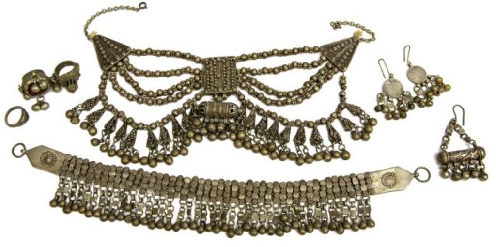 Appraisal: lot Bedouin jewelry including ornamental dangle earring bib necklace with