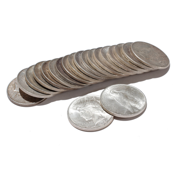 Appraisal: Twenty Silver Peace Dollar Coins 's and 's - 's