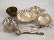 Appraisal: Silver Two butter dishes Birmingham and three butter knives a