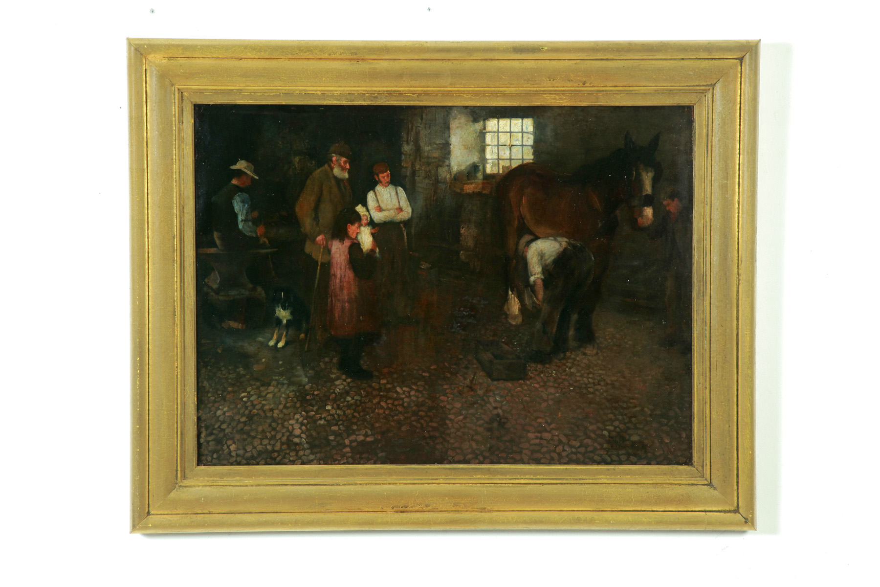 Appraisal: BLACKSMITH WITH HORSE EUROPEAN SCHOOL ND HALF- TH CENTURY Oil