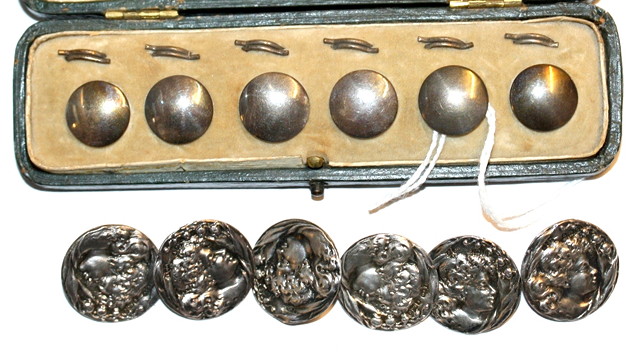 Appraisal: A SET OF SIX SILVER ART NOUVEAU BUTTONS in the