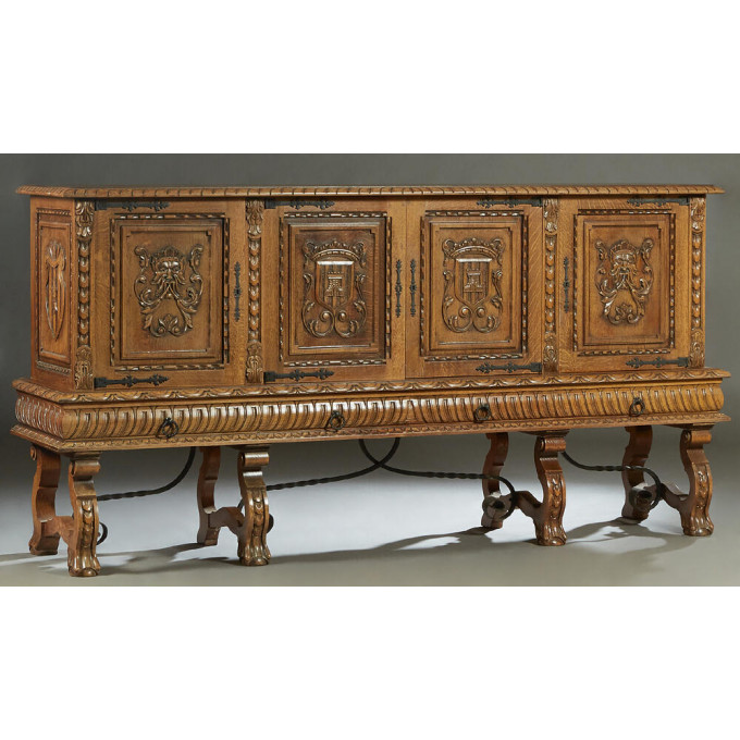 Appraisal: French Renaissance Style Carved Oak Sideboard early th c the