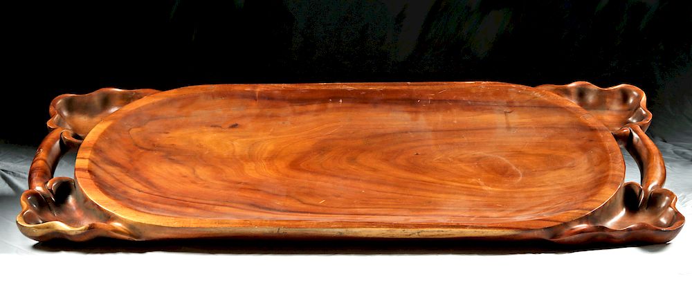 Appraisal: Huge Mid- th C Hawaiian Koa Wood Pig Platter North