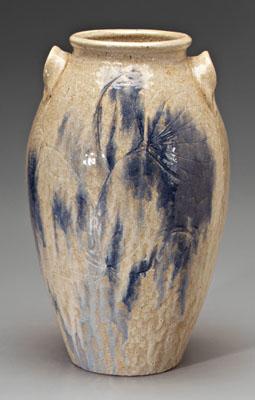 Appraisal: Vernon Owens monumental jar runny and blistered cream and blue