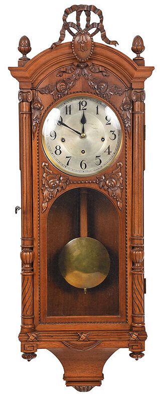 Appraisal: L Furtwangler Sohne Walnut Wall Clock Continental late th th