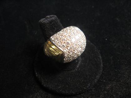 Appraisal: karat yellow gold and diamond bombe style ring contemporary Textured