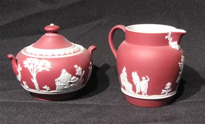 Appraisal: Wedgwood mulberry covered sugar and creamer H of creamer in