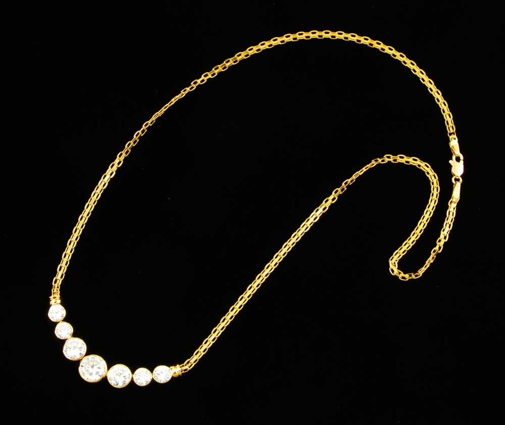 Appraisal: - K Gold and Cubic Zirconia Necklace K yellow gold