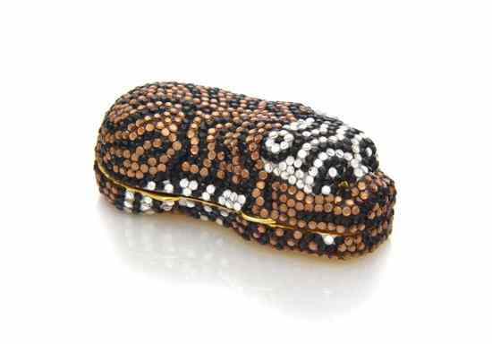 Appraisal: A Judith Leiber Multicolor Crystal Tiger Pillbox Stamped Judith Leiber