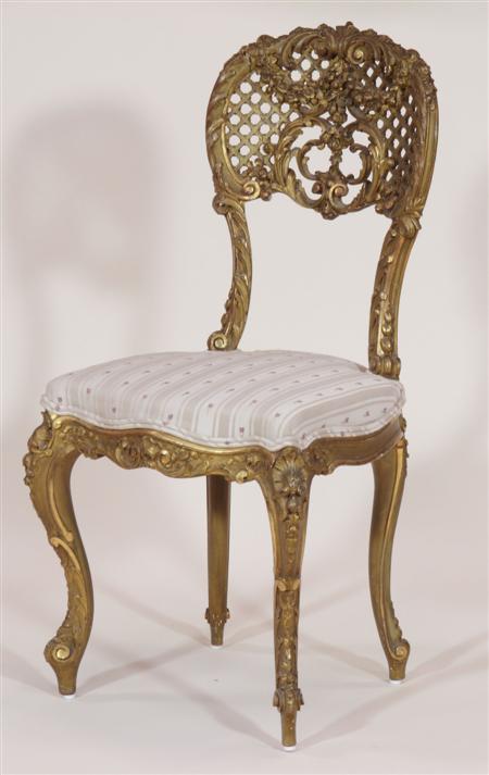 Appraisal: A Louis XV style carved giltwood hand chair the balloon