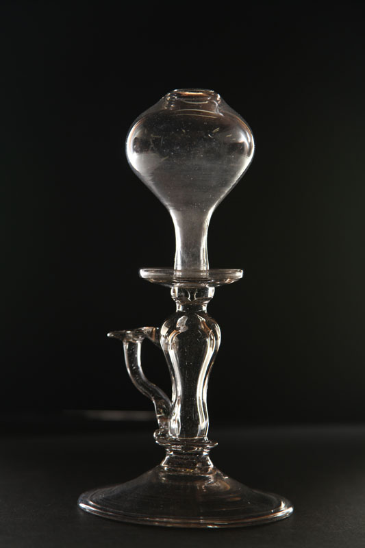 Appraisal: LACEMAKER'S LAMP American early th century Clear blown glass with