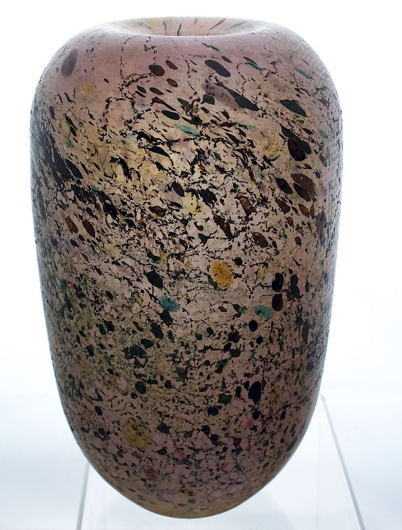 Appraisal: Daniel Crichton Studio Art Glass Textured Vase Large Daniel Crichton