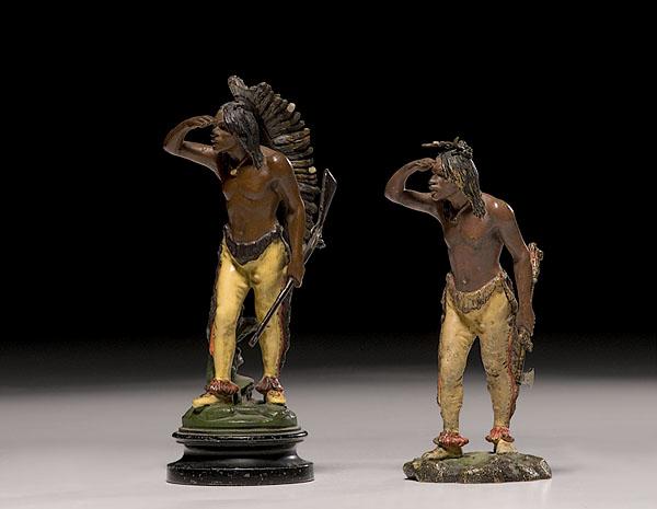 Appraisal: PAIR OF BERGMAN COLD PAINTED BRONZES OF AMERICAN INDIANS early