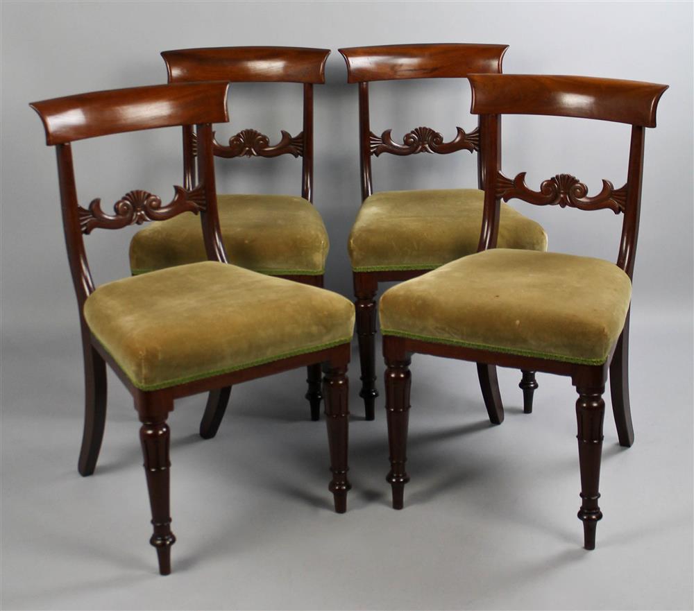 Appraisal: SET OF FOUR WILLIAM IV CARVED MAHOGANY SIDE CHAIRS WITH