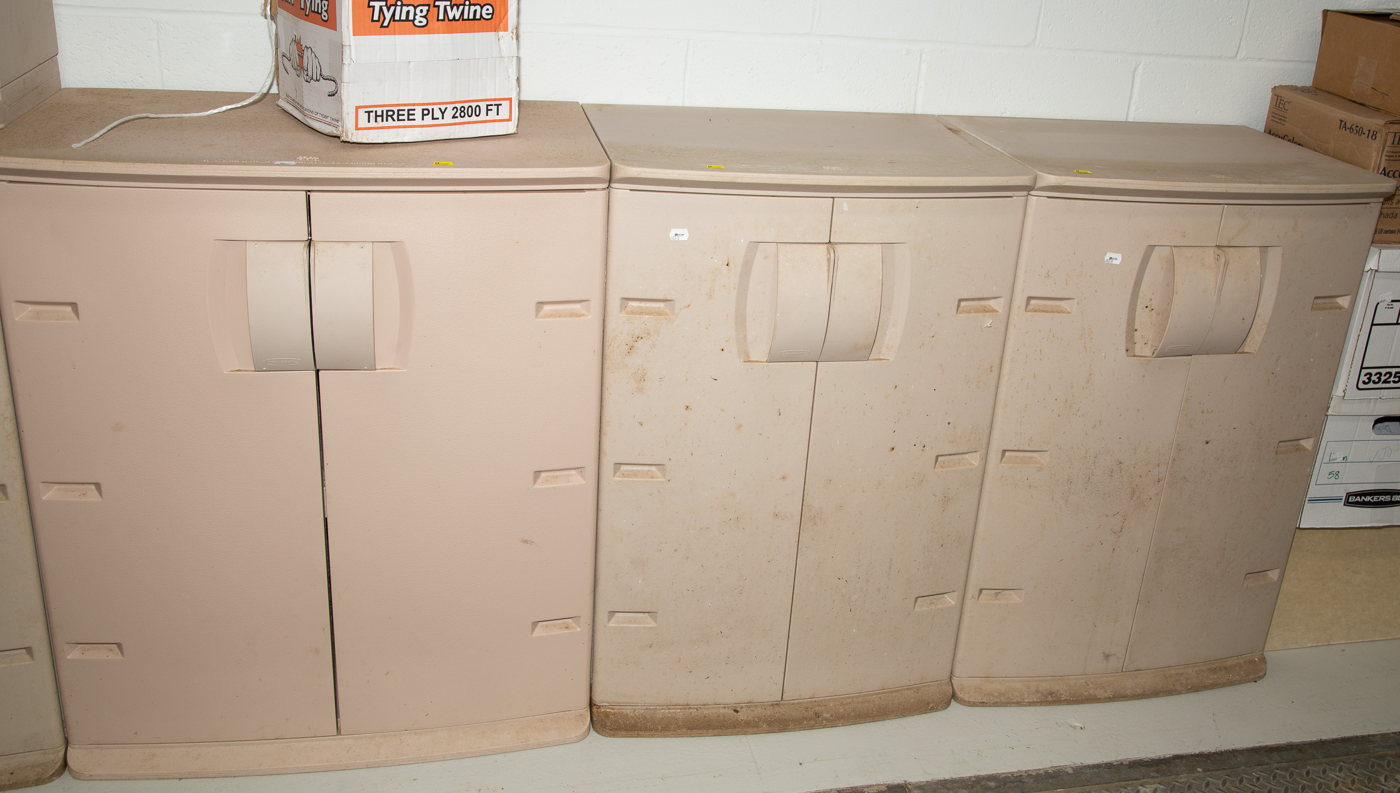 Appraisal: THREE RUBBERMAID HARD PLASTIC STORAGE CABINETS