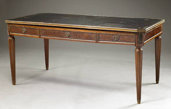 Appraisal: A Louis XVI style gilt bronze mounted mahogany bureau plat