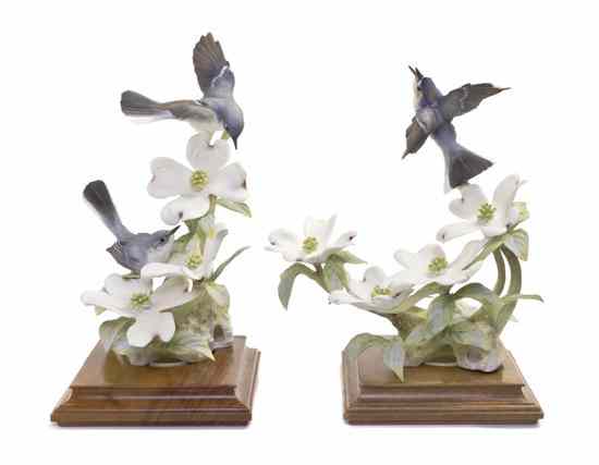 Appraisal: A Pair of Royal Worcester Dorothy Doughty Birds Blue-Grey Gnatcatchers